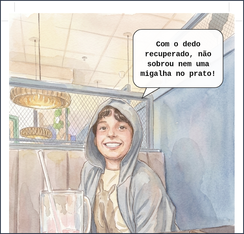 Página interna do livro com ilustração baseada em foto real