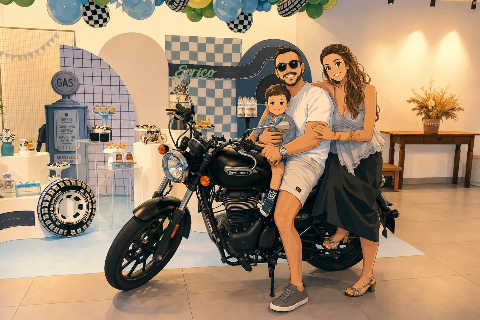 Versão ilustrada da fotografia em estilo anime