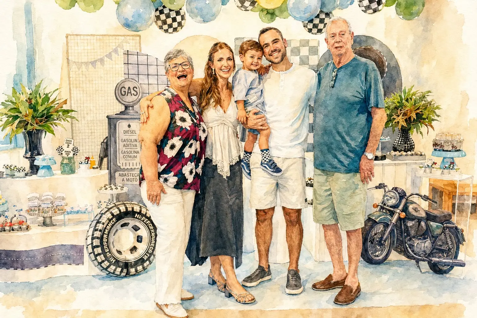 Versão ilustrada da fotografia em estilo aquarela